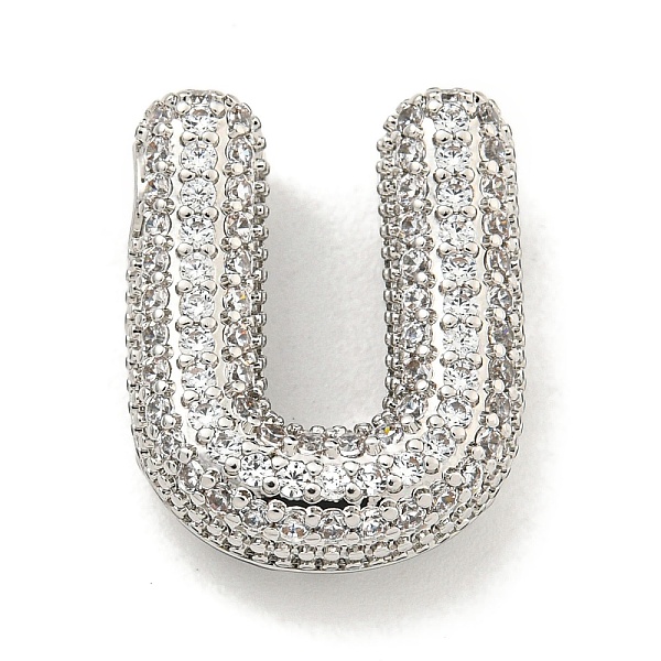 

PandaHall Platinum Plated Brass Micro Pave Cubic Zirconia Pendants, Letter Charms, Letter U, 20x20.8x6mm, Hole: 3x2mm Brass+Cubic Zirconia..., Clear