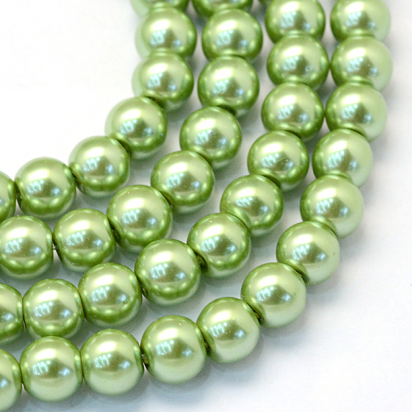 PandaHall Baking Painted Pearlized Glass Pearl Round Bead Strands, Lime Green, 10~11mm, Hole: 1.5mm, about 85pcs/strand, 31.4 inch1.5mm...
