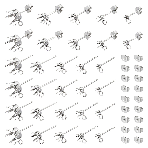 

PandaHall UNICRAFTALEabout 50Pcs 5 Sizes Prong Stud Earring 304 Stainless Steel Blank Stud Earring 3~9mm Tray Claw Prong Earring Accessories...