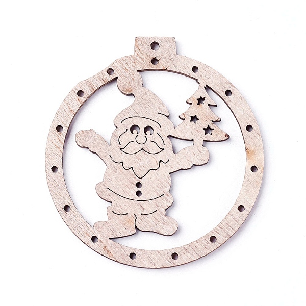 

PandaHall Undyed Wood Big Pendants, Flat Round with Father Christmas, BurlyWood, 68.5x64x2.5mm, Hole: 2.5mm Wood Human Orange