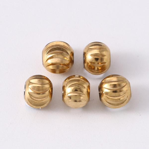 

PandaHall 201 Stainless Steel Corrugated Beads, Round, Golden & Stainless Steel Color, 5x4.5mm, Hole: 1.8mm 201 Stainless Steel Round