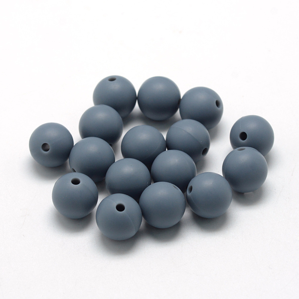 

PandaHall Food Grade Eco-Friendly Silicone Beads, Round, Slate Gray, 8~10mm, Hole: 1~2mm Silicone Round Gray