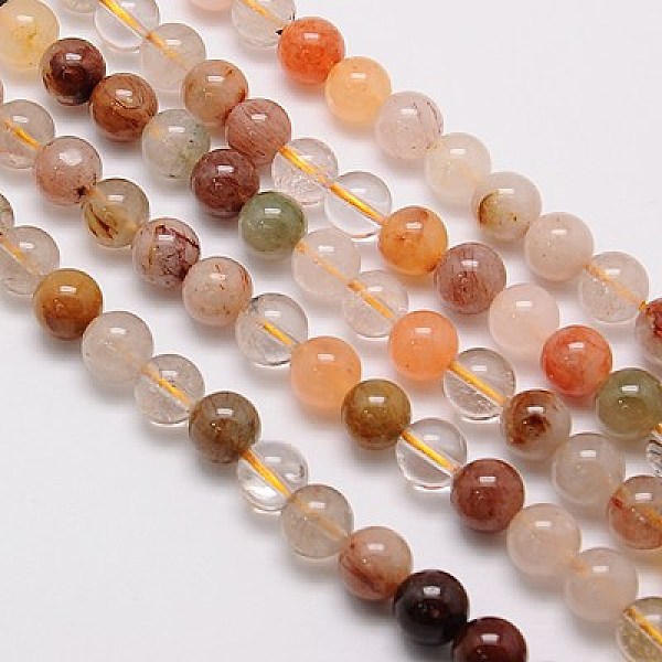 

PandaHall Natural Rutilated Quartz Beads Strands, Round, Mixed Color, 10mm, Hole: 1mm Rutilated Quartz Round Multicolor