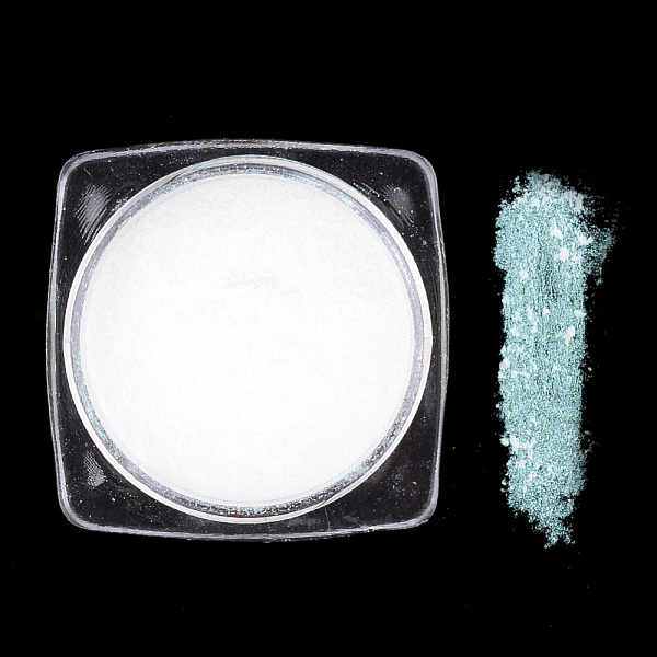 

PandaHall Metallic Mirror Holographic Pigment Chrome Powder, for Nail Art Gel Polish Manicure Decoration, Turquoise, 29.5x29.5x14.5mm..., Green