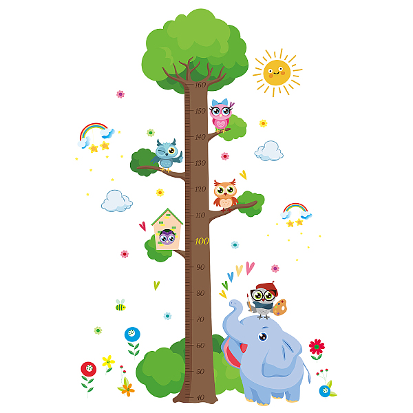 

PandaHall PVC Height Growth Chart Wall Sticker, Elephant Animal with 40 to 160 cm Measurement, for Kid Room Bedroom Wallpaper Decoration..., Green