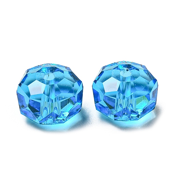 

PandaHall Transparent Glass Beads, Faceted, Rondelle, Light Sapphire, 8x5mm, Hole: 1.2mm Glass Rondelle Blue