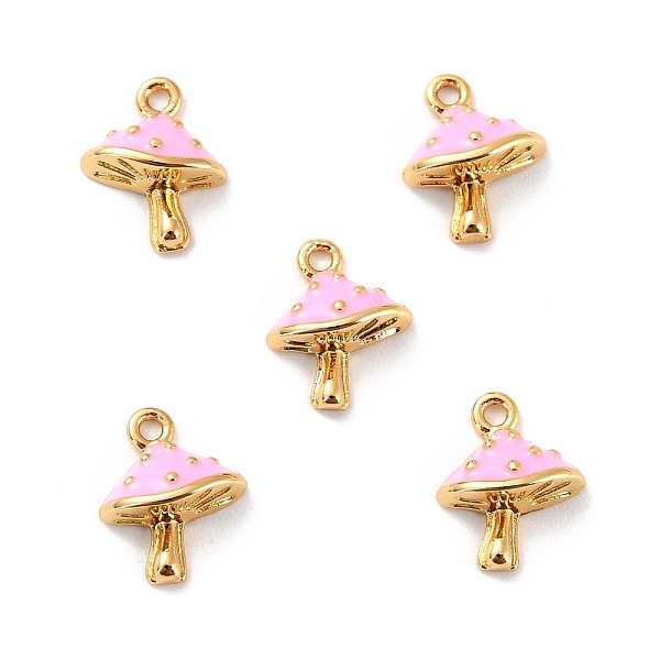 

PandaHall Autumn Theme Brass Enamel Pendants, Long-Lasting Plated, Cadmium Free & Lead Free, Real 18K Gold Plated, Mushroom, Pink...