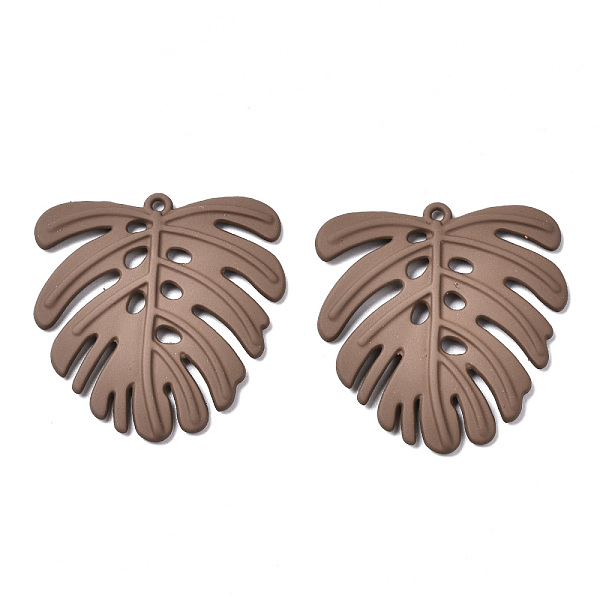 

PandaHall Spray Painted Alloy Pendants, Tropical Leaf Charms, Cadmium Free & Lead Free, Monstera Leaf, Saddle Brown, 35.5x33x2mm, Hole...