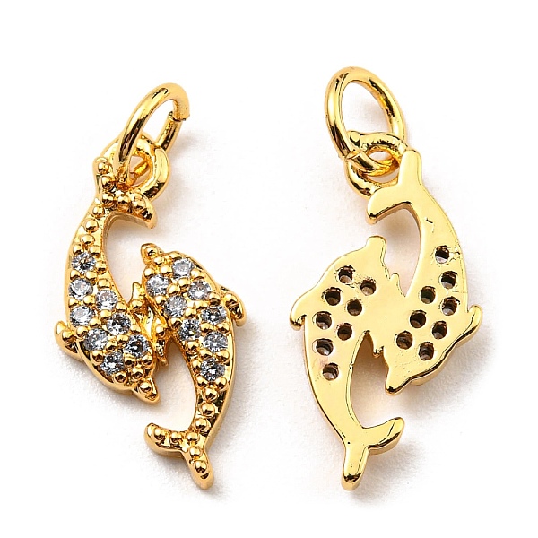 

PandaHall Rack Plating Brass Micro Pave Cubic Zirconia Pendants, Lead Free & Cadmium Free, Dolphin, Real 18K Gold Plated, 16.5x8x2mm, Hole..., Clear