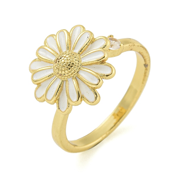 Daisy Enamel Rotatable Cuff Rings For Women