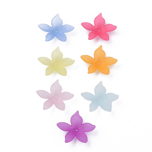 

PandaHall Transparent Acrylic Beads, Frosted, Flower, Mixed Color, 26x27x6mm, Hole: 1.8mm, about 980pcs/500g Acrylic Flower Multicolor