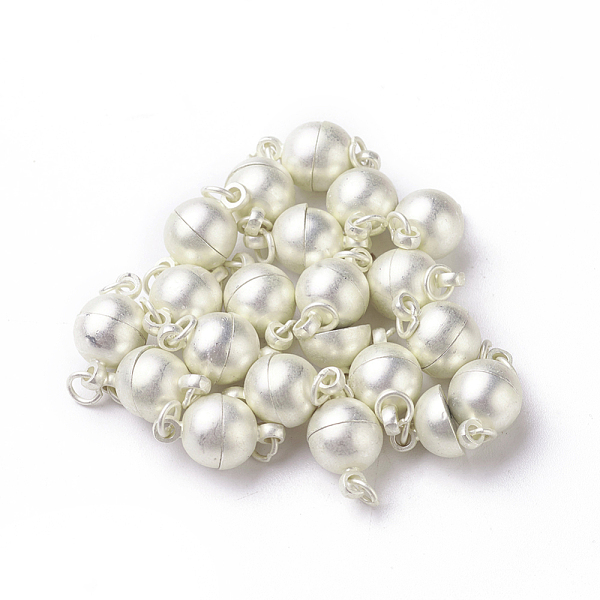

PandaHall Brass Magnetic Clasps with Loops, Oval, Matte Silver Color, 15x8mm, Hole: 2mm Brass Oval