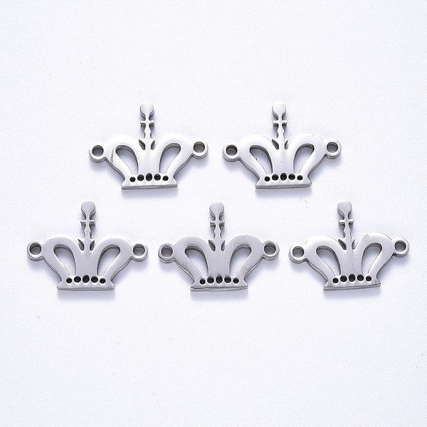 

PandaHall 201 Stainless Steel Links Connectors, Laser Cut, Crown, Stainless Steel Color, 15x20x1.5mm, Hole: 1.8mm 201 Stainless Steel Crown