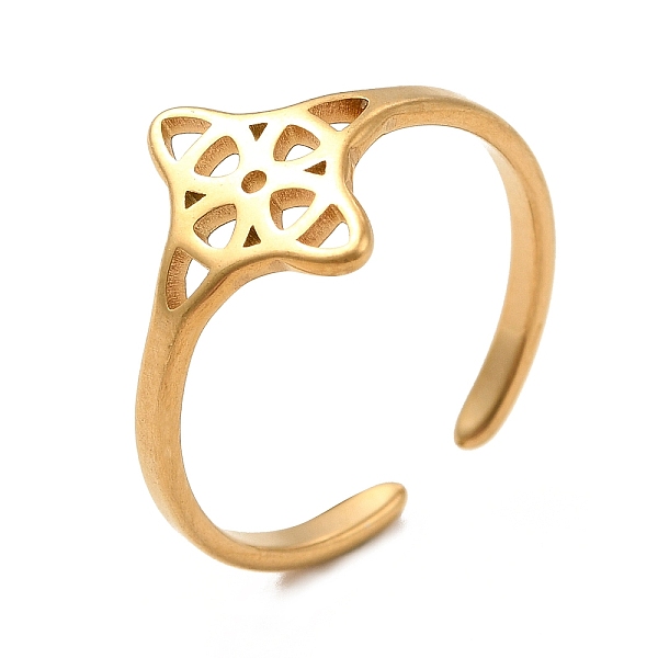 

PandaHall Ion Plating(IP) 304 Stainless Steel Cuff Ring, Hollow Out Flower Open Ring for Women, Golden, US Size 7 1/4(17.5mm) 304 Stainless...