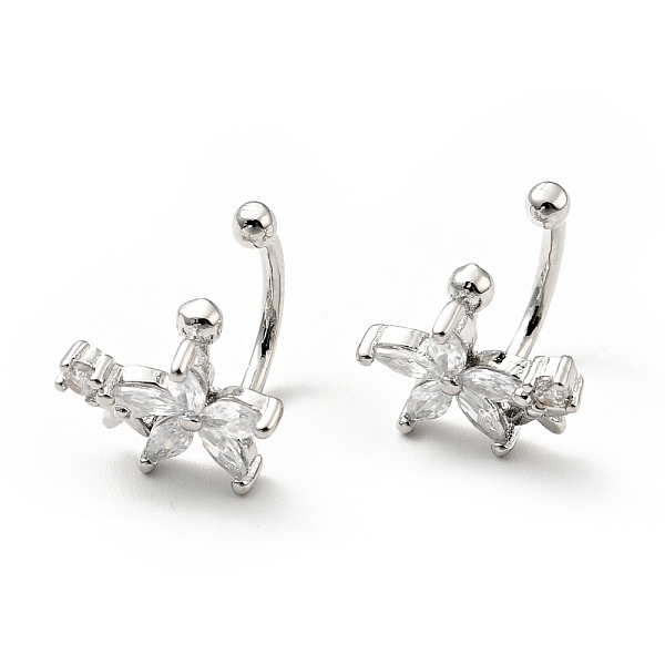 

PandaHall Clear Cubic Zirconia Flower Cuff Earrings, Brass Jewelry for Non-pierced Ears, Cadmium Free & Lead Free, Platinum, 10x11x12mm...
