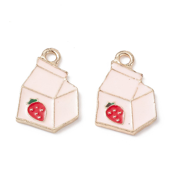 

PandaHall Alloy Enamel Pendants, Milk Box, Pink, Light Gold, 20x13x1.5mm, Hole: 2mm Alloy+Enamel Food Pink