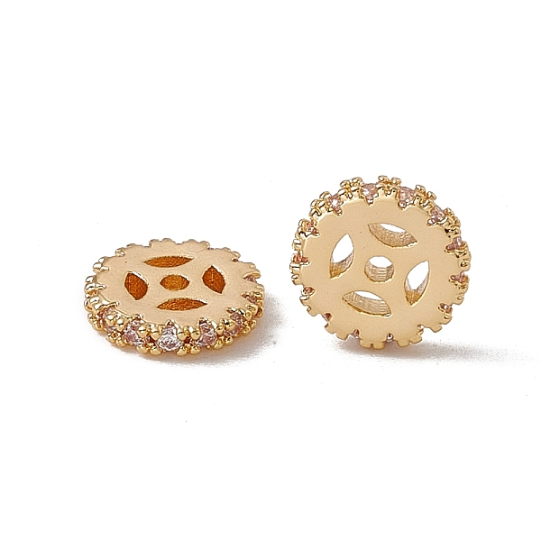 

PandaHall Brass Pave Clear Cubic Zirconia Spacer Beads, Flat Round, Real 18K Gold Plated, 8x1.5mm, Hole: 1.2mm Brass Flat Round Clear