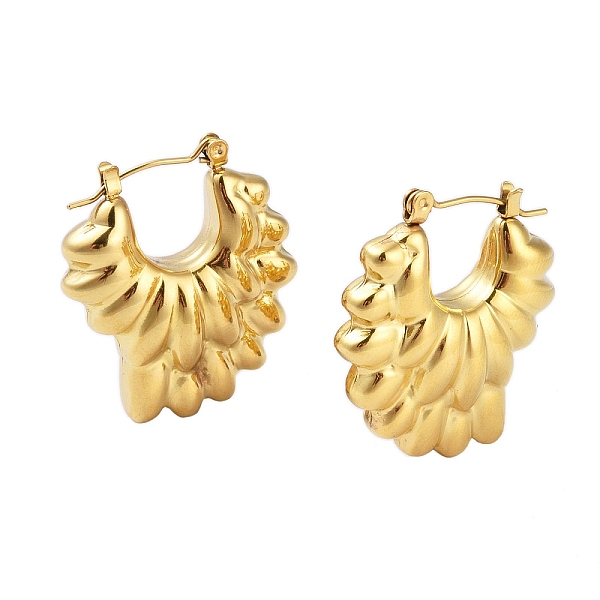 

PandaHall 304 Stainless Steel Hoop Earrings, Jewely for Women, Wings, Real 18K Gold Plated, 30x26x10mm 304 Stainless Steel Wing