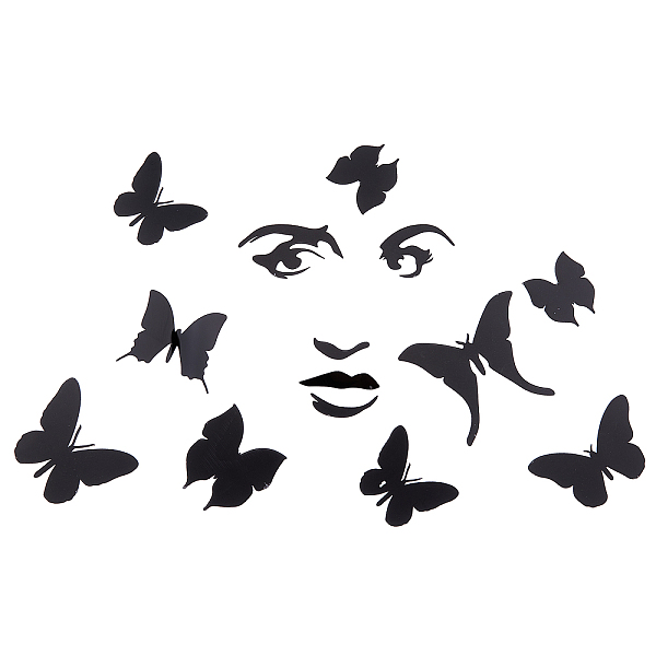 

PandaHall Custom Acrylic Wall Stickers, for Home Living Room Bedroom Decoration, Butterfly, 260x370mm Acrylic Butterfly Black