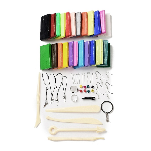 

PandaHall DIY Crafts Polymer Clay Kit, 24 Colors Oven Bake Clay, with 5 Sculpting Tools, for Clay Earrings, Key Chain, Jewelry Making, Mixed..., Multicolor