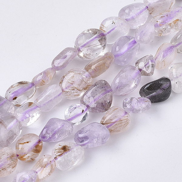 

PandaHall Natural Purple Rutilated Quartz Beads Strands, Nuggets, Tumbled Stone, 5~11x5~8x3~6mm, Hole: 0.8mm, about: 52~56pcs/Strand, 15.94...