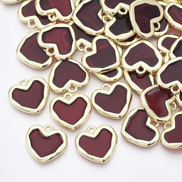 

PandaHall Epoxy Resin Pendants, with Alloy Findings, Heart, Light Gold, FireBrick, 16x17x2.5mm, Hole: 1.8mm Alloy+Epoxy Resin Heart Red