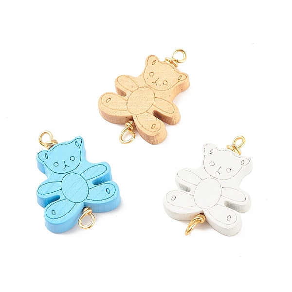 

PandaHall Spray Painted Wood Connector Charms, with Golden Tone Copper Wire Loops, Bear, Mixed Color, 35.5x22.5x5.5mm, Hole: 2.5~3.5mm Wood..., Multicolor