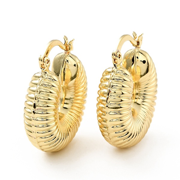 PandaHall Brass Croissant Chunky Hoop Earrings for Women, Cadmium Free & Lead Free, Real 18K Gold Plated, 25x8.3mm, Pin: 0.7x1.1mm Brass...