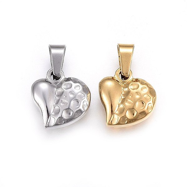 

PandaHall 304 Stainless Steel Pendants, Hammered, Puffed Heart with Bumpy, Mixed Color, 14x13.5x5.5mm, Hole: 7x4.5mm 304 Stainless Steel..., Multicolor
