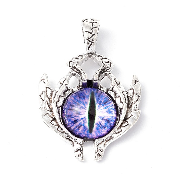 

PandaHall Glass Pendants, with Antique Silver Plated Alloy Findings, Evil Eye, Lilac, 42x29x8.5mm, Hole: 6x4mm Alloy+Glass Evil Eye Purple