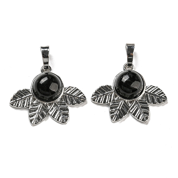 

PandaHall Natural Obsidian Pendants, Rack Plating Brass Leaf Charms, Platinum, Cadmium Free & Lead Free, 22x27x7mm, Hole: 8x5mm Obsidian...
