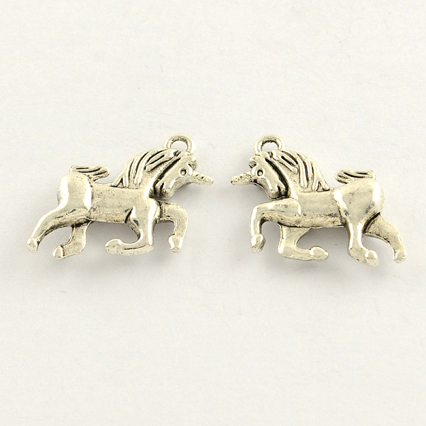 

PandaHall Tibetan Style Zinc Alloy Running Horse Pendants, Cadmium Free & Lead Free, Antique Silver, 18x21x4mm, Hole: 2mm, about...