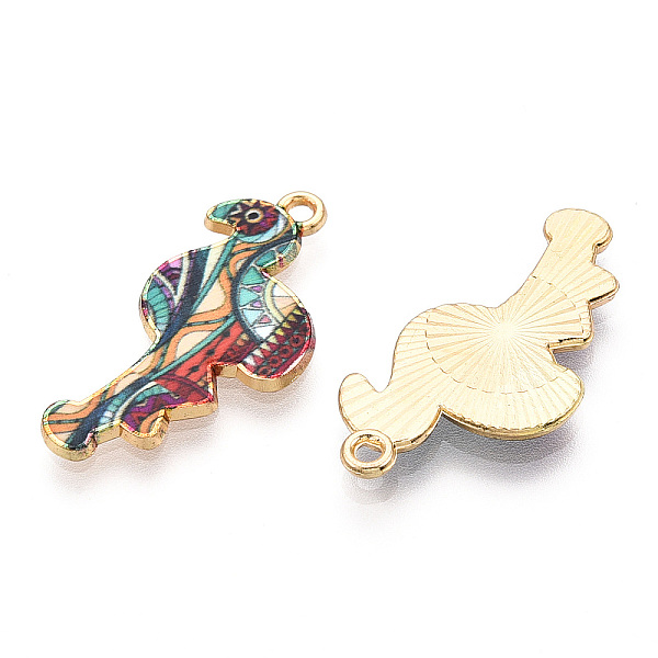 

PandaHall Printed Light Gold Tone Alloy Pendants, Flamingo Charms, Colorful, 28.5x14x2mm, Hole: 1.5mm Alloy Flamingo Shape