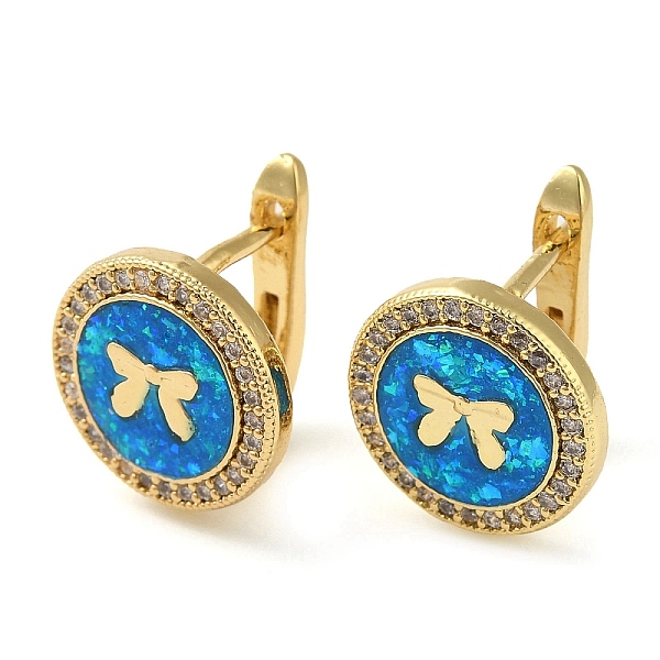 

PandaHall Rack Plating Brass Micro Pave Cubic Zirconia Hoop Earrings, with Synthetic Opal, Cadmium Free & Lead Free, Long-Lasting Plated..., Clear