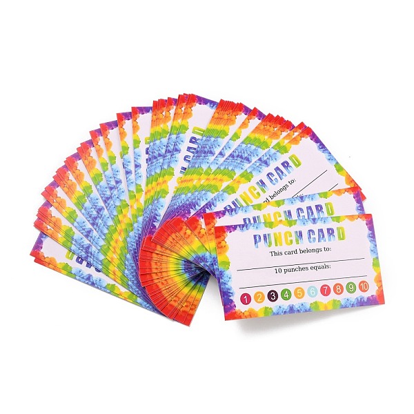 PandaHall Rectangle Paper Reward Incentive Card, Punch Cards for Students, Number Pattern, 90x50x0.3mm Paper Number