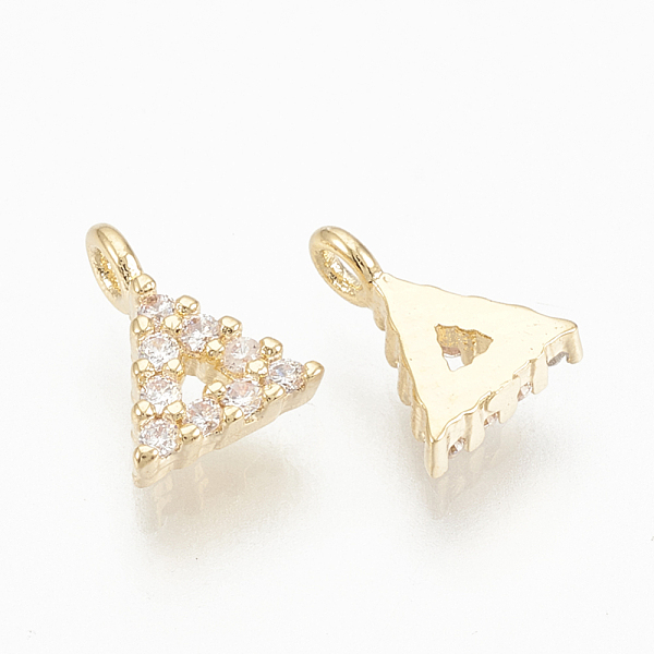 

PandaHall Brass Micro Pave Cubic Zirconia Charms, Triangle, Nickel Free, Real 18K Gold Plated, 6.5x5x1.5mm, Hole: 1mm Brass+Cubic Zirconia..., Clear