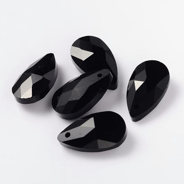 

PandaHall Faceted Glass Pendants, teardrop, Black, 22x13x7mm, Hole: 1mm Glass Teardrop Black