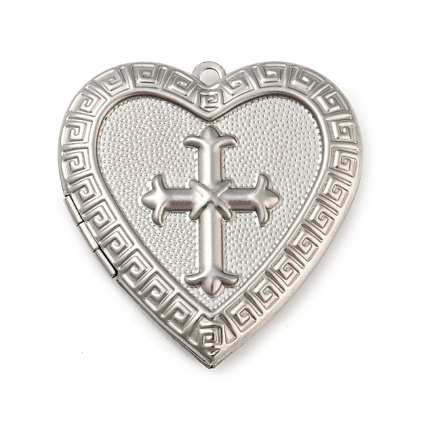

PandaHall 304 Stainless Steel Locket Pendants, Photo Frame Charms for Necklaces, Heart Charm, Stainless Steel Color, Cross, 42.5x40x6mm...
