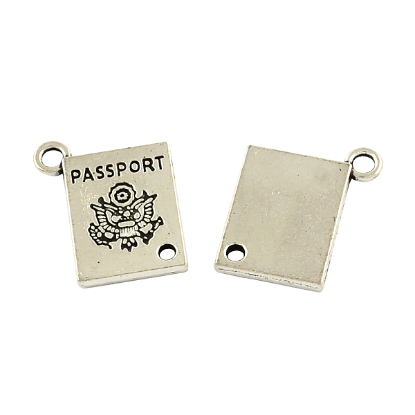 

PandaHall Tibetan Style Alloy Rectangle with Word Passport Links connectors, Cadmium Free & Lead Free, Antique Silver, 18.5x15x2mm, Hole...