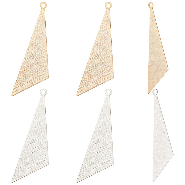

PandaHall Beebeecraft 24Pcs 2 Colors Brass Charms, Triangle, Mixed Color, 40x11.5x0.5mm, Hole: 1.4mm, about 12pcs/color Brass Triangle