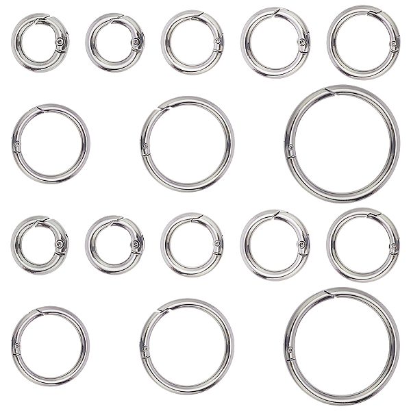 

PandaHall 16Pcs 8 Styles Alloy Spring Gate Rings, for Handbag Ornaments Decoration, Ring, Platinum, 17~61.6x3.5~5mm, Hole: 10~50mm...