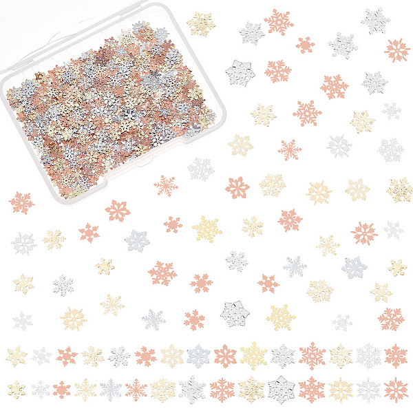 

PandaHall Olycraft 800Pcs 20 Style Brass Cabochons, Nail Art Decoration Accessories for Women, Snowflake, Platinum & Golden...