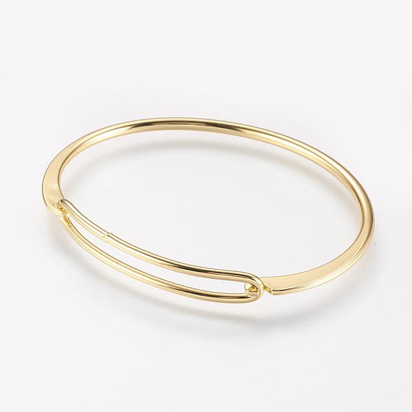 

PandaHall Brass Bangles, Real 18K Gold Plated, 2 inchx2-3/8 inch(49x61mm) Brass