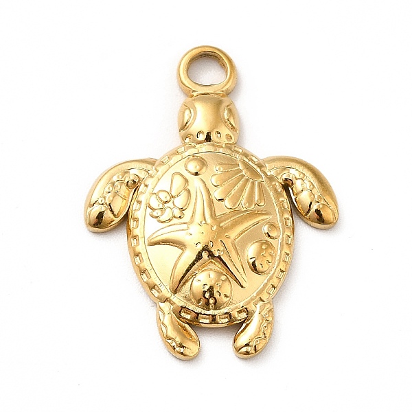 

PandaHall Ion Plating(IP) 201 Stainless Steel Pendants, Tortoise with Starfish Charms, Real 18K Gold Plated, 23.5x18x3mm, Hole: 3mm 201...