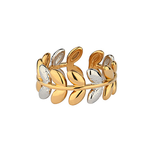 

PandaHall Golden Stainless Steel Open Cuff Rings, Leaf, Wide: 8.5mm Stainless Steel Leaf