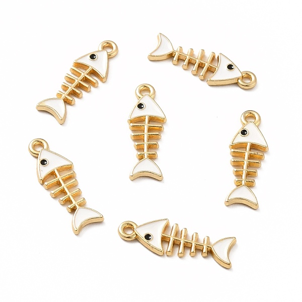 

PandaHall Alloy Enamel Pendants, Light Gold, Fish Bone, White, 24x8x1.5mm, Hole: 1.6mm Alloy+Enamel Fish White