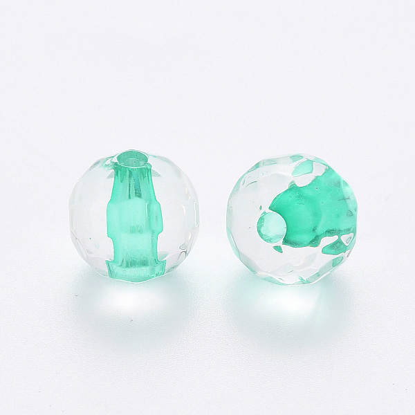 

PandaHall Transparent Acrylic Beads, Round, Faceted, Turquoise, 6x5.5mm, Hole: 1.4mm, about 4160pcs/500g Acrylic Round Green