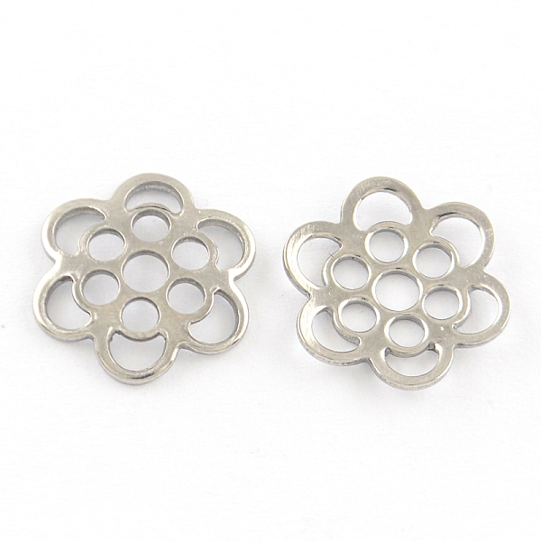 

PandaHall 6-Petal 201 Stainless Steel Flower Bead Caps, Stainless Steel Color, 13x14x2mm, Hole: 2.5mm 201 Stainless Steel