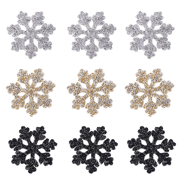 PandaHall Fingerinspire Christmas Snowflake Rhinestone Patches, Iron/Sew on Appliques, Costume Accessories, for Clothes, Bag Pants, Shoes...