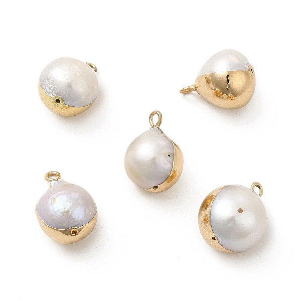

PandaHall Natural Pearl Pendants, Teardrop Charm, with Brass Loops, Light Gold, 16~19x11~14x11~14mm, Hole: 1.8mm Pearl Teardrop White